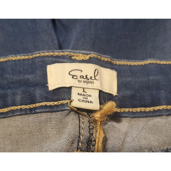 Easel Blue Jeans Jeggings Wash Denim White Side Stripe Stretch Women Size Large - Picture 3 of 4